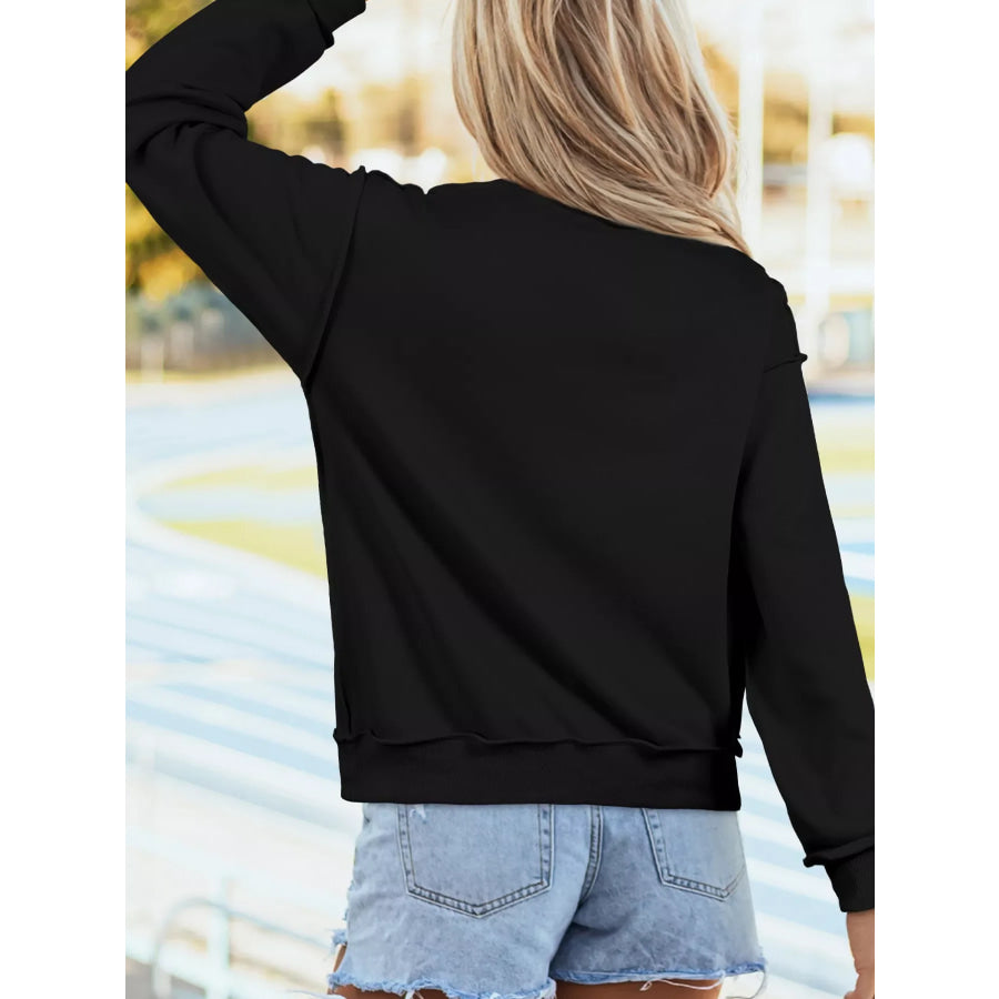 Sequin Santa Bow High Neck Sweatshirt Apparel and Accessories