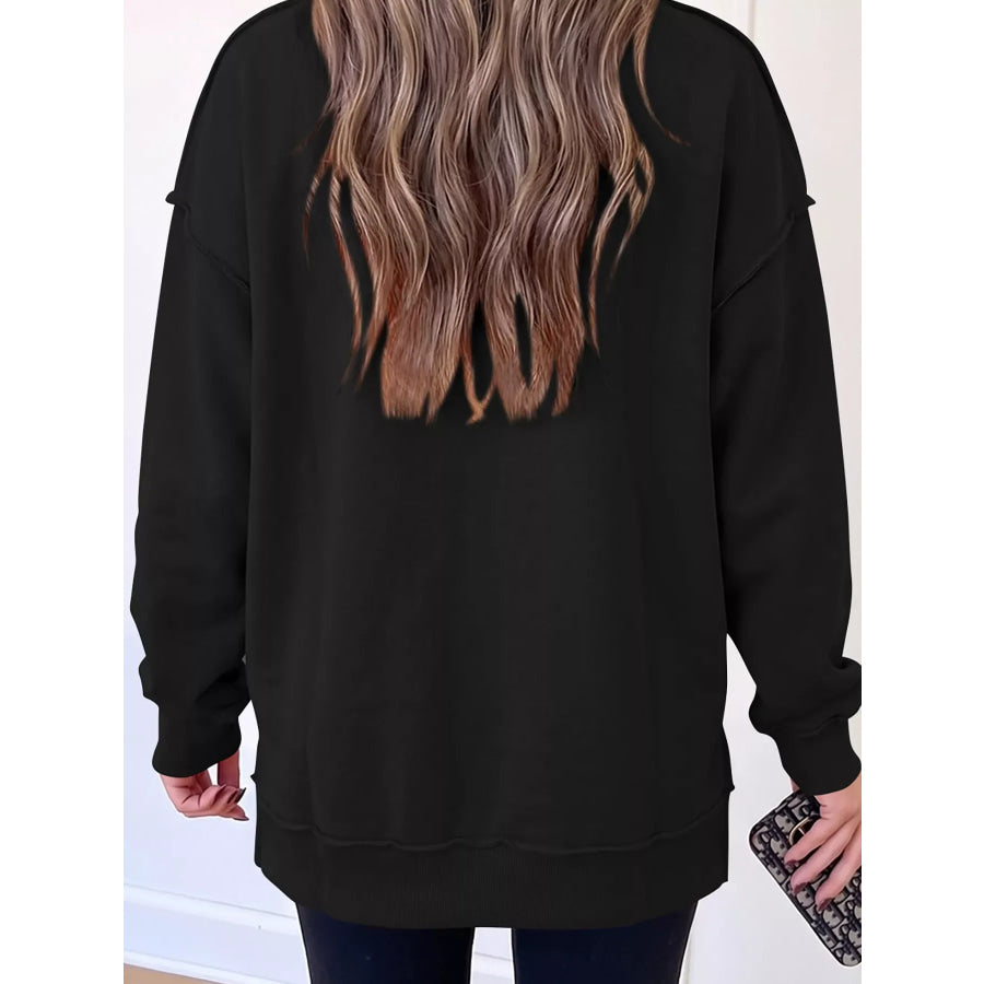 Sequin Santa Bow High Neck Sweatshirt Apparel and Accessories