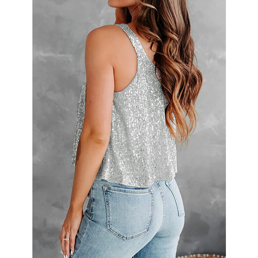 Sequin Scoop Neck Tank Apparel and Accessories