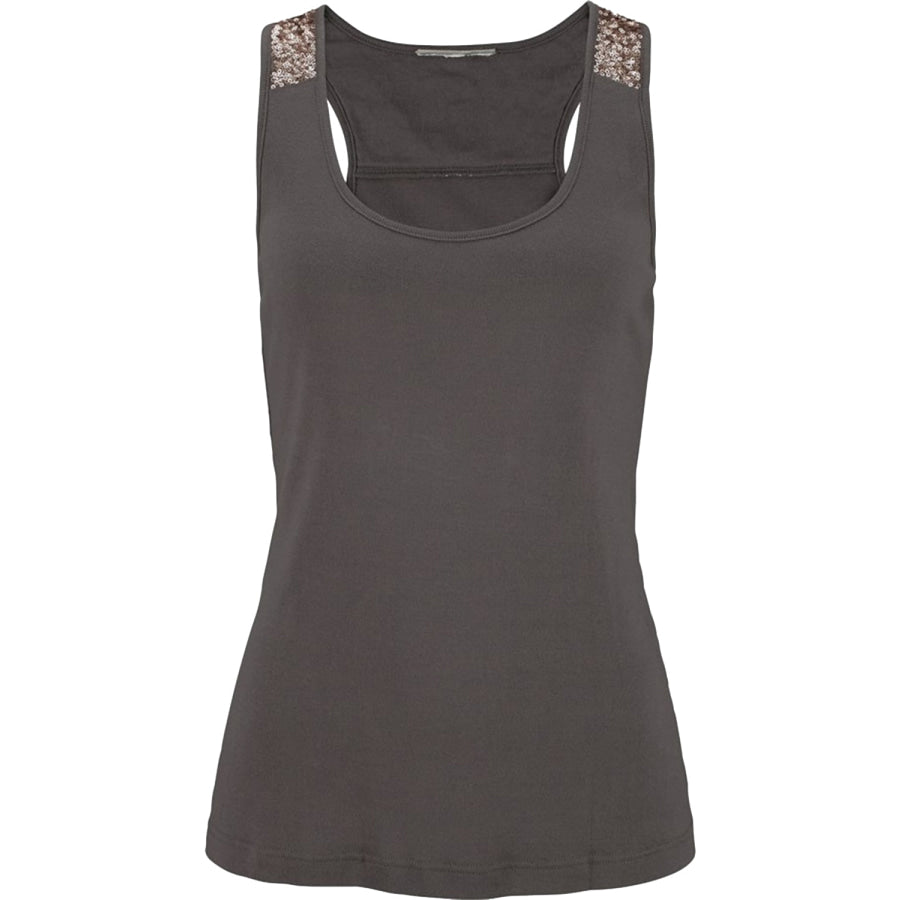 Sequin Scoop Neck Tank Charcoal / S Apparel and Accessories