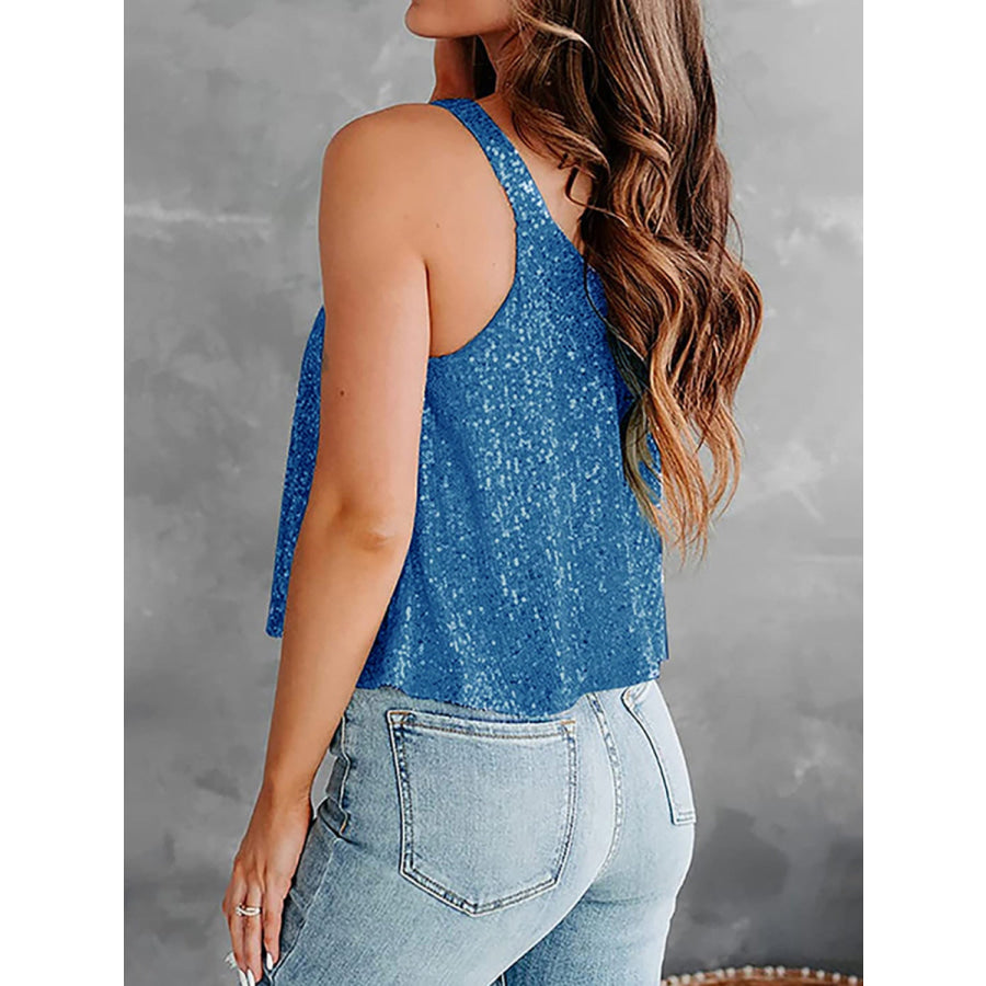 Sequin Scoop Neck Tank Apparel and Accessories