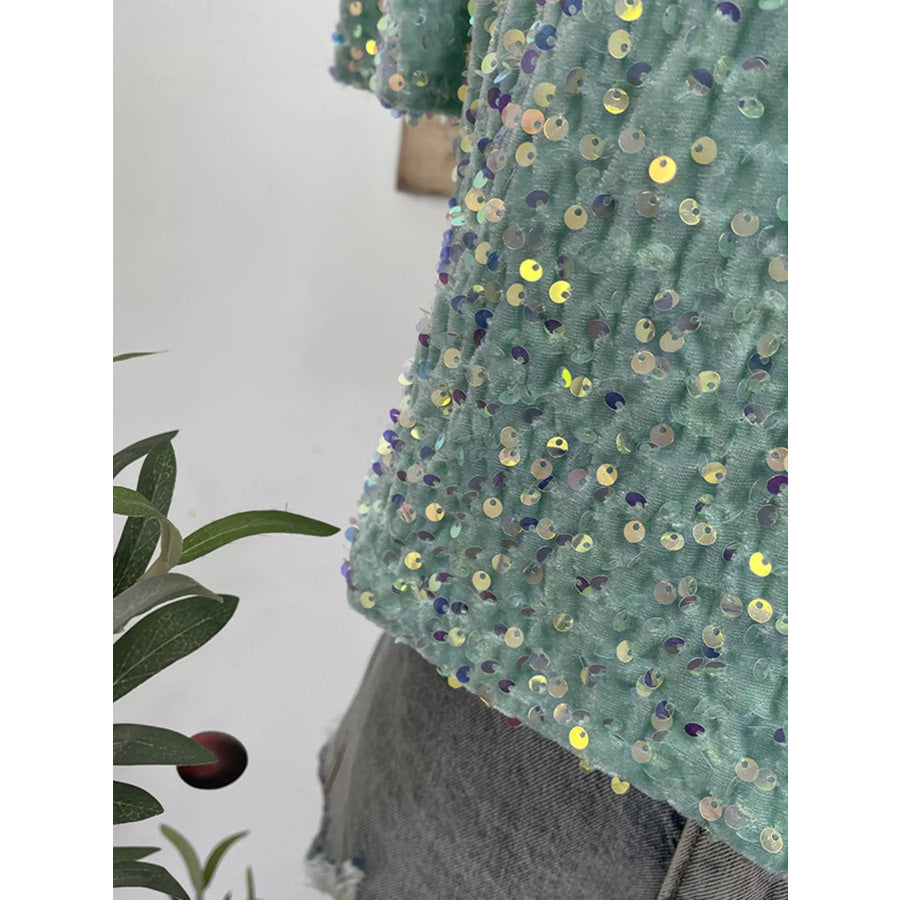 Sequin Short Sleeve T-Shirt Apparel and Accessories