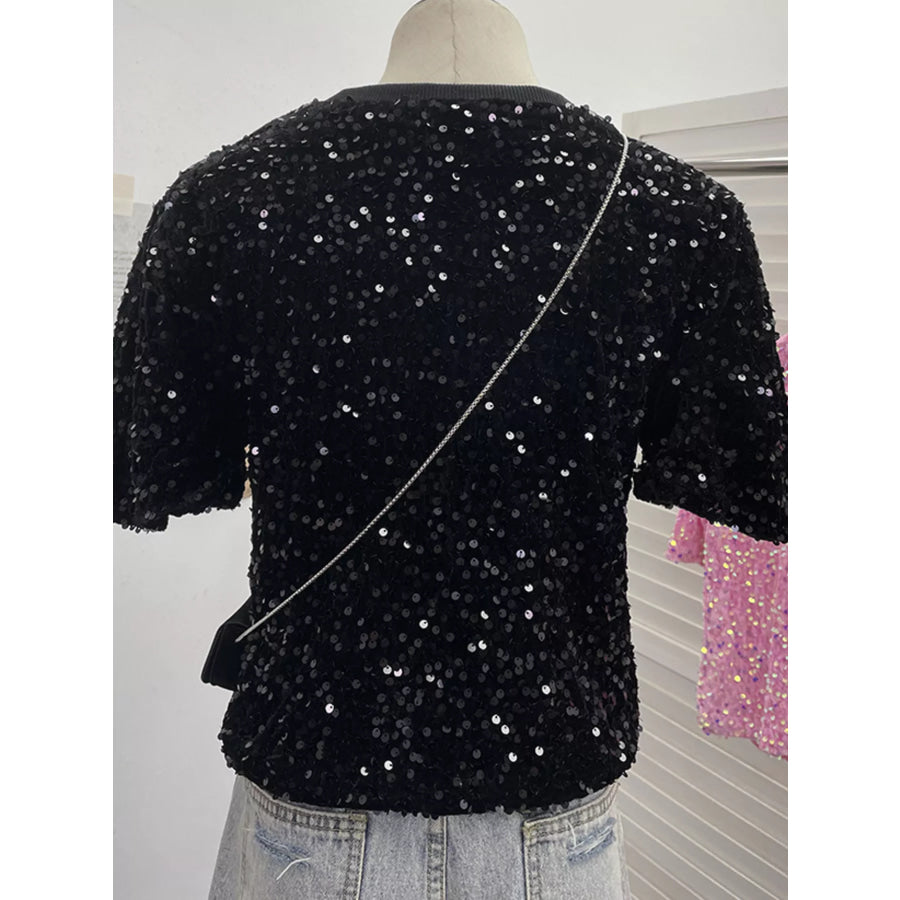 Sequin Short Sleeve T-Shirt Apparel and Accessories