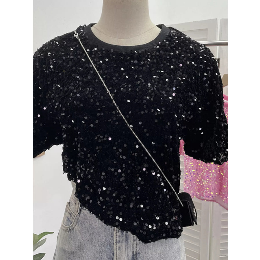 Sequin Short Sleeve T-Shirt Apparel and Accessories