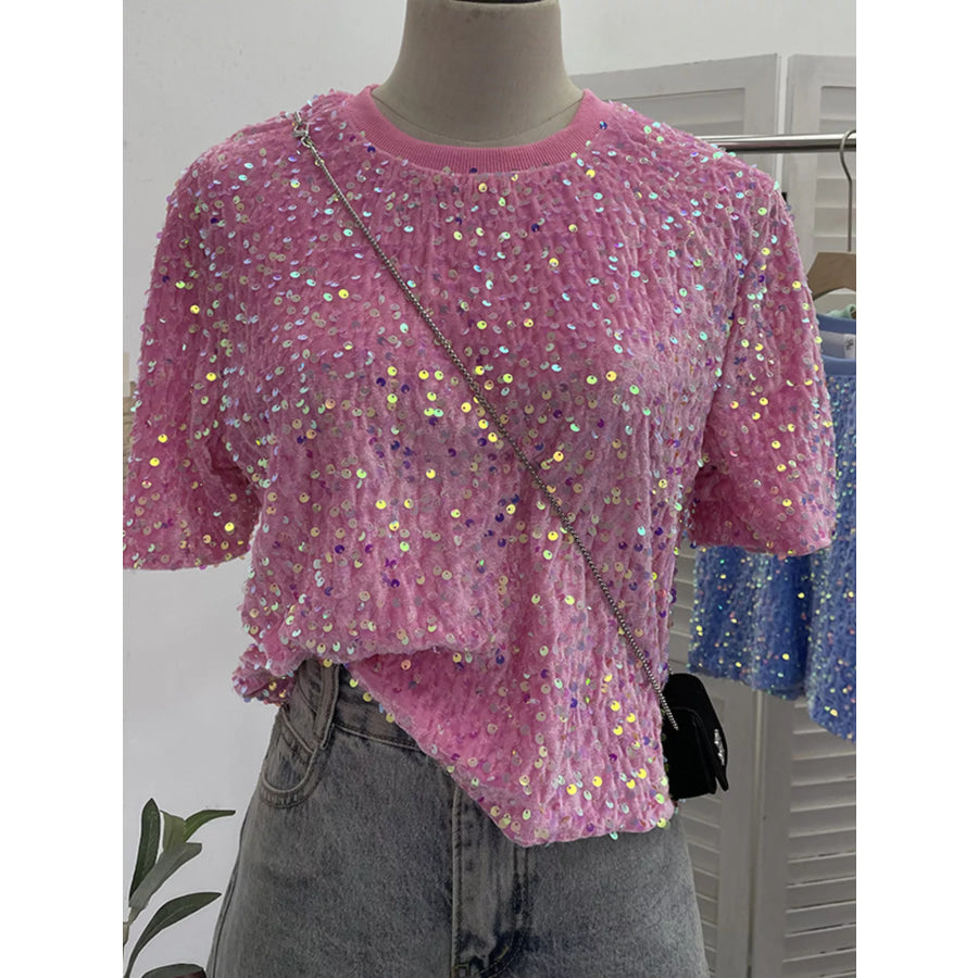 Sequin Short Sleeve T-Shirt Apparel and Accessories