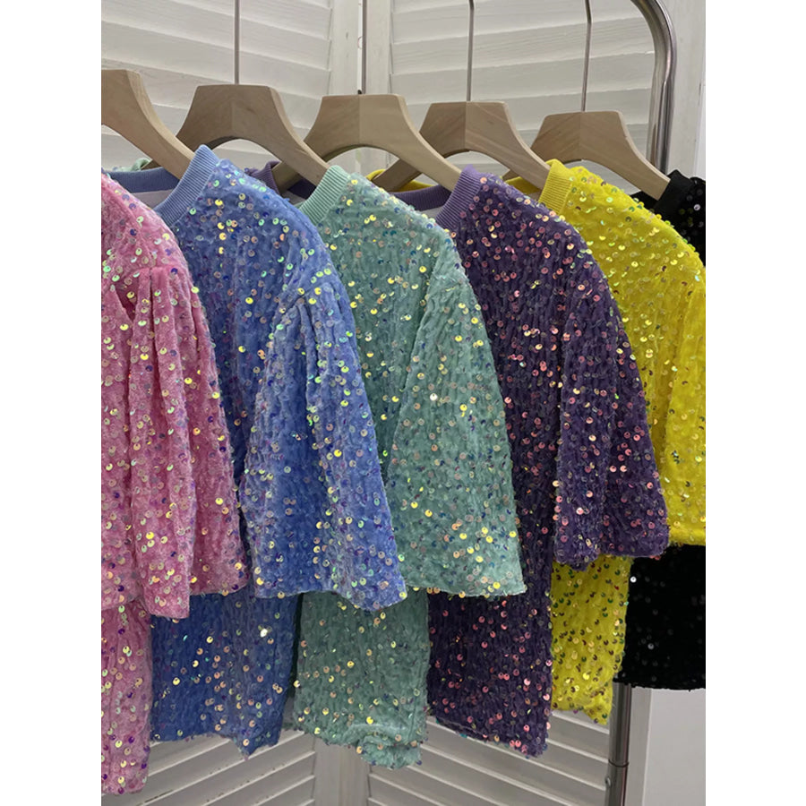 Sequin Short Sleeve T-Shirt Apparel and Accessories