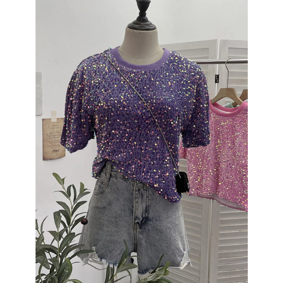 Sequin Short Sleeve T-Shirt Apparel and Accessories