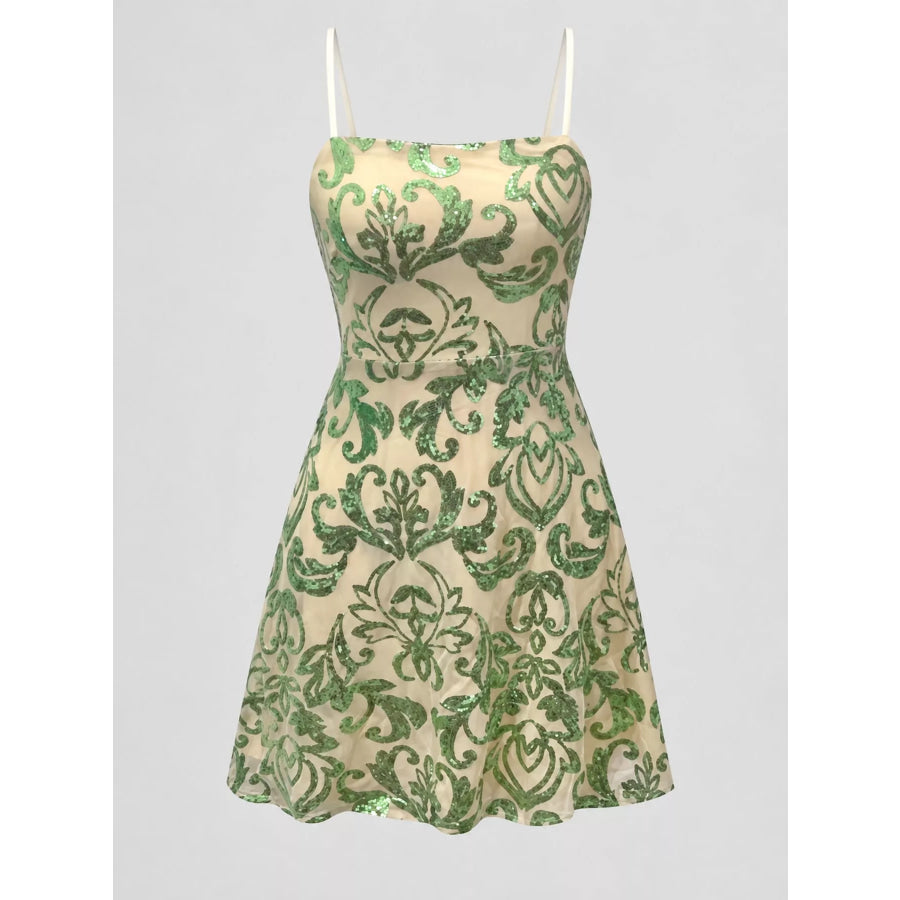 Sequin Square Neck Mini Dress Apparel and Accessories