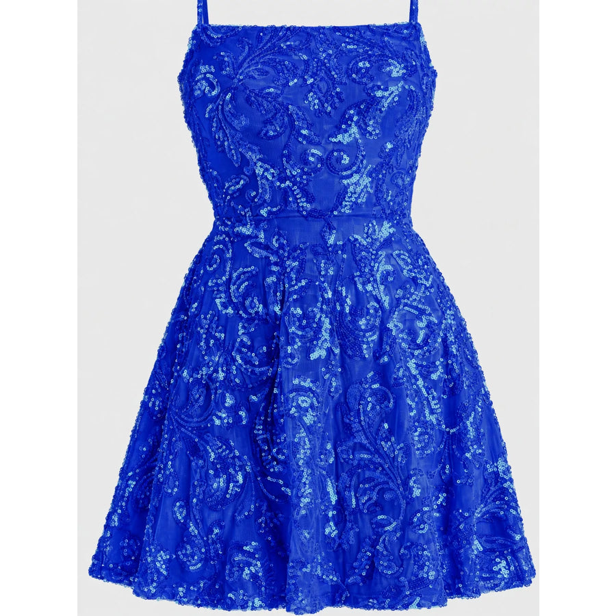 Sequin Square Neck Mini Dress Apparel and Accessories