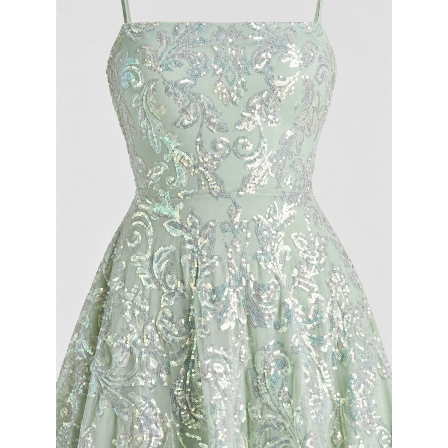 Sequin Square Neck Mini Dress Apparel and Accessories