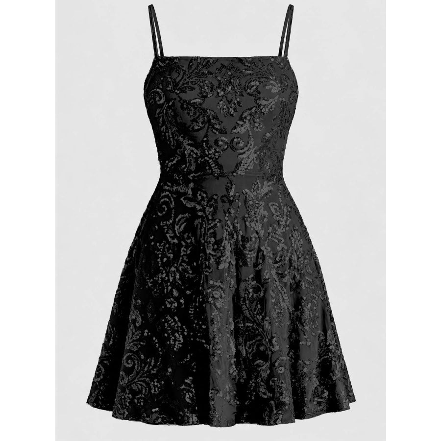 Sequin Square Neck Mini Dress Apparel and Accessories