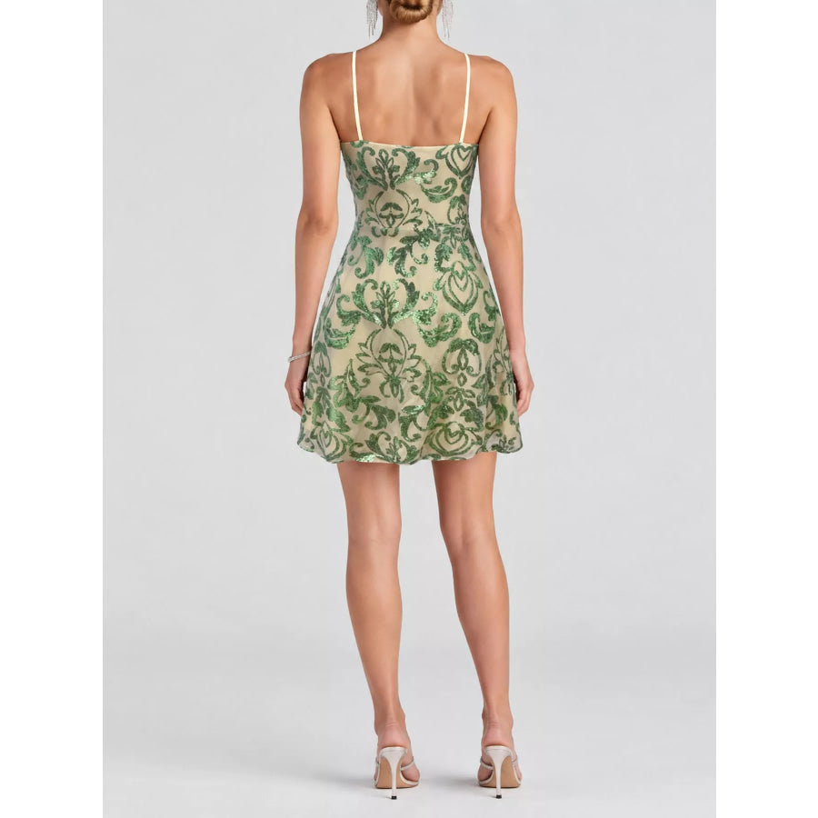 Sequin Square Neck Mini Dress Apparel and Accessories