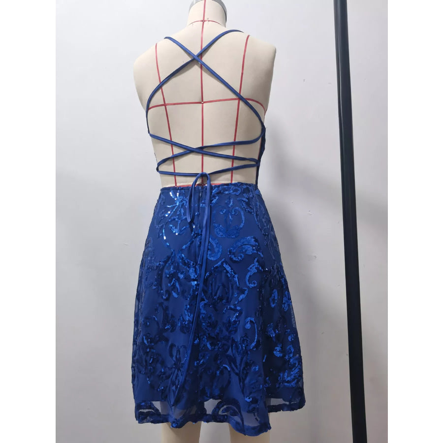 Sequin Square Neck Mini Dress Apparel and Accessories