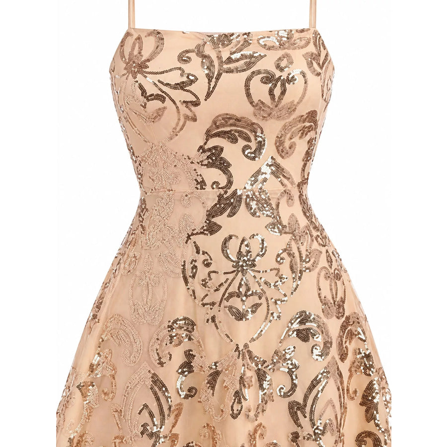 Sequin Square Neck Mini Dress Apparel and Accessories