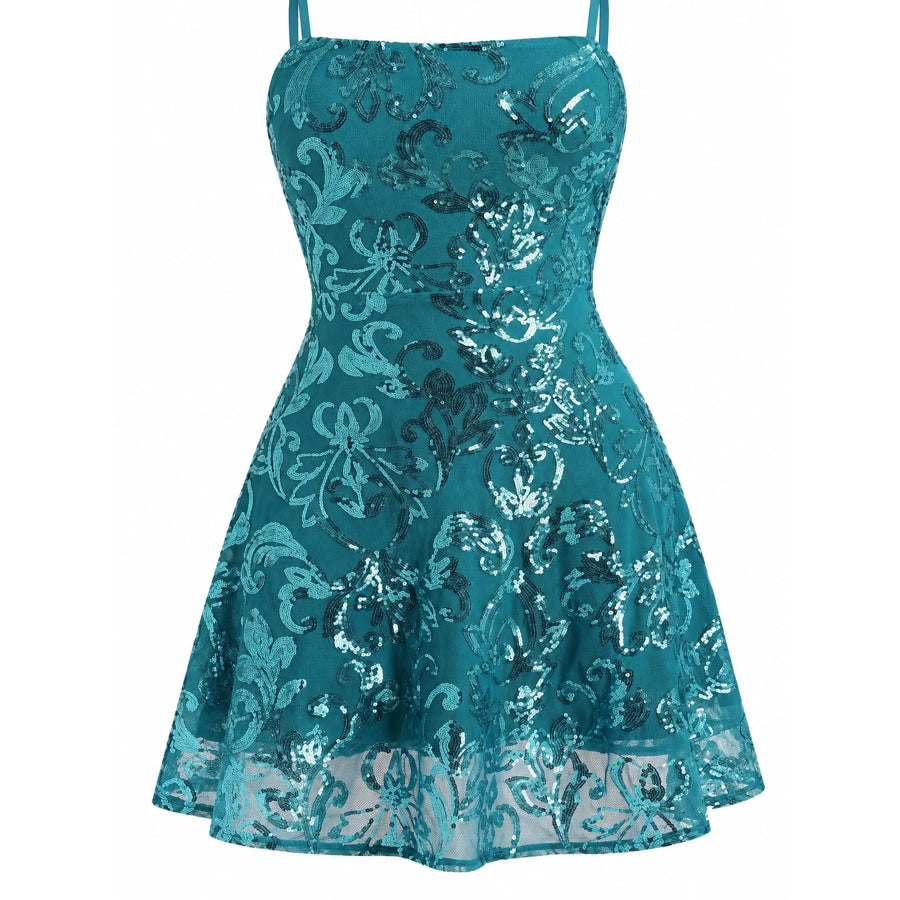 Sequin Square Neck Mini Dress Apparel and Accessories