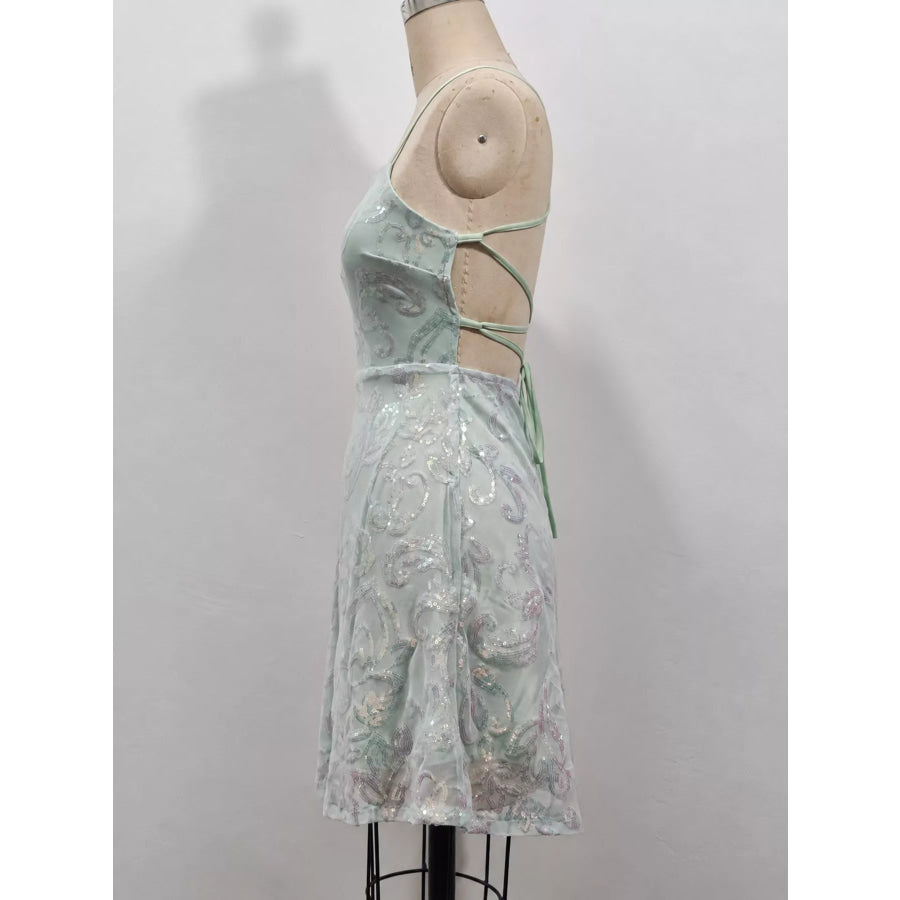 Sequin Square Neck Mini Dress Apparel and Accessories