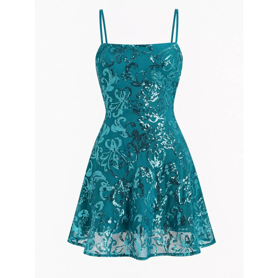 Sequin Square Neck Mini Dress Apparel and Accessories