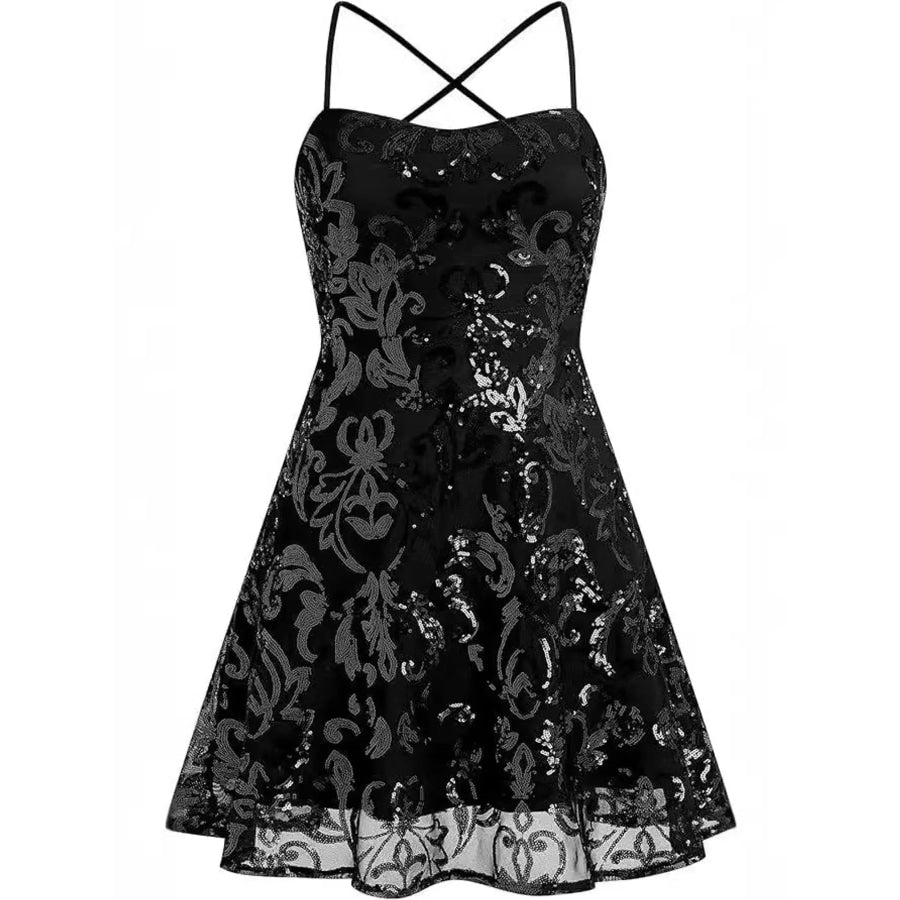 Sequin Square Neck Mini Dress Apparel and Accessories