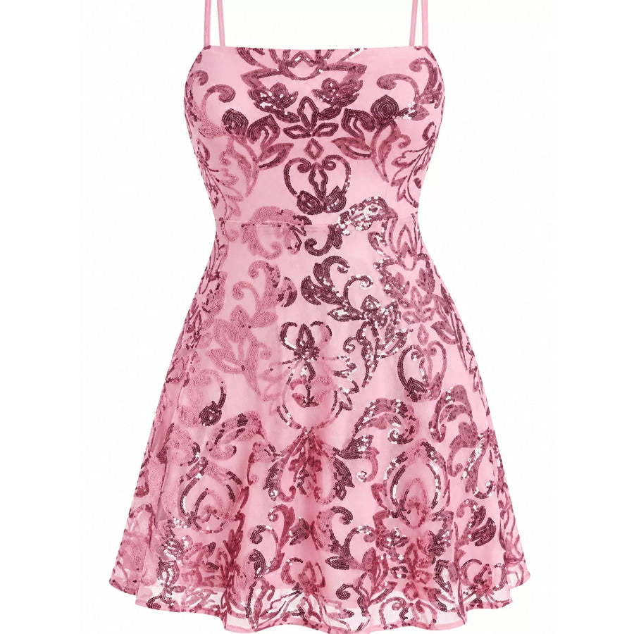 Sequin Square Neck Mini Dress Apparel and Accessories