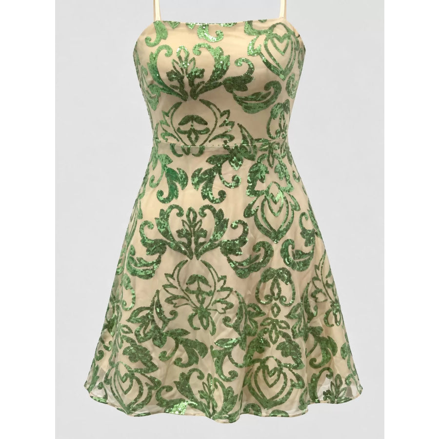 Sequin Square Neck Mini Dress Apparel and Accessories