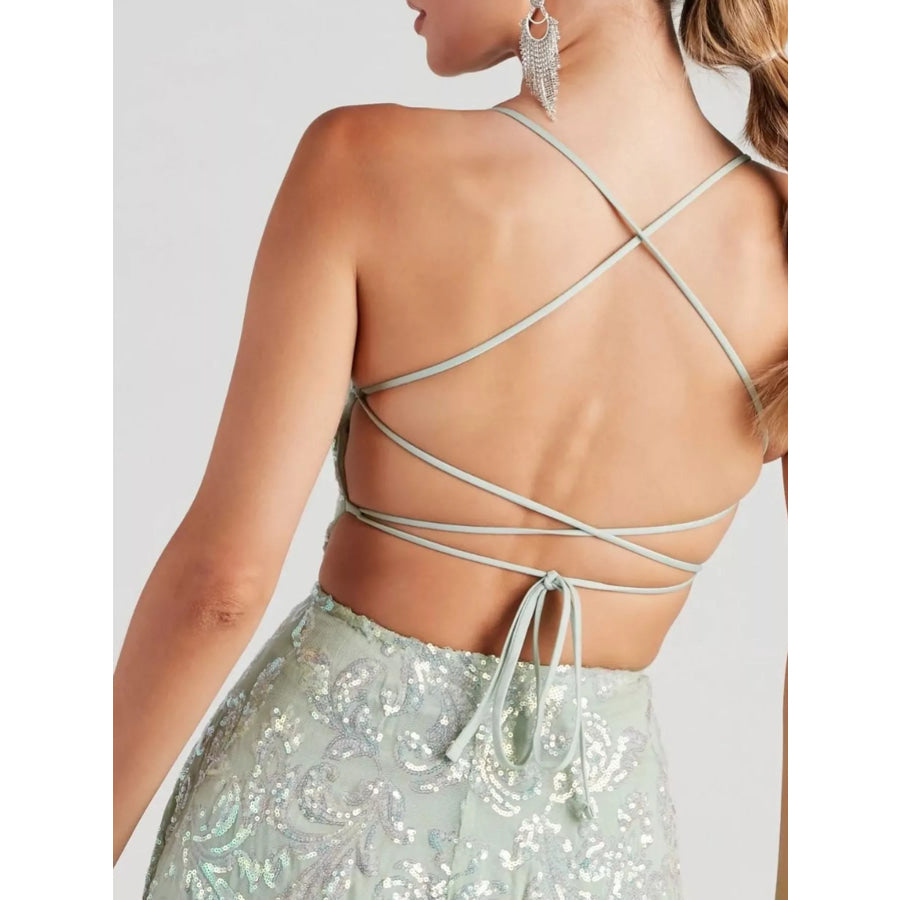 Sequin Square Neck Mini Dress Apparel and Accessories