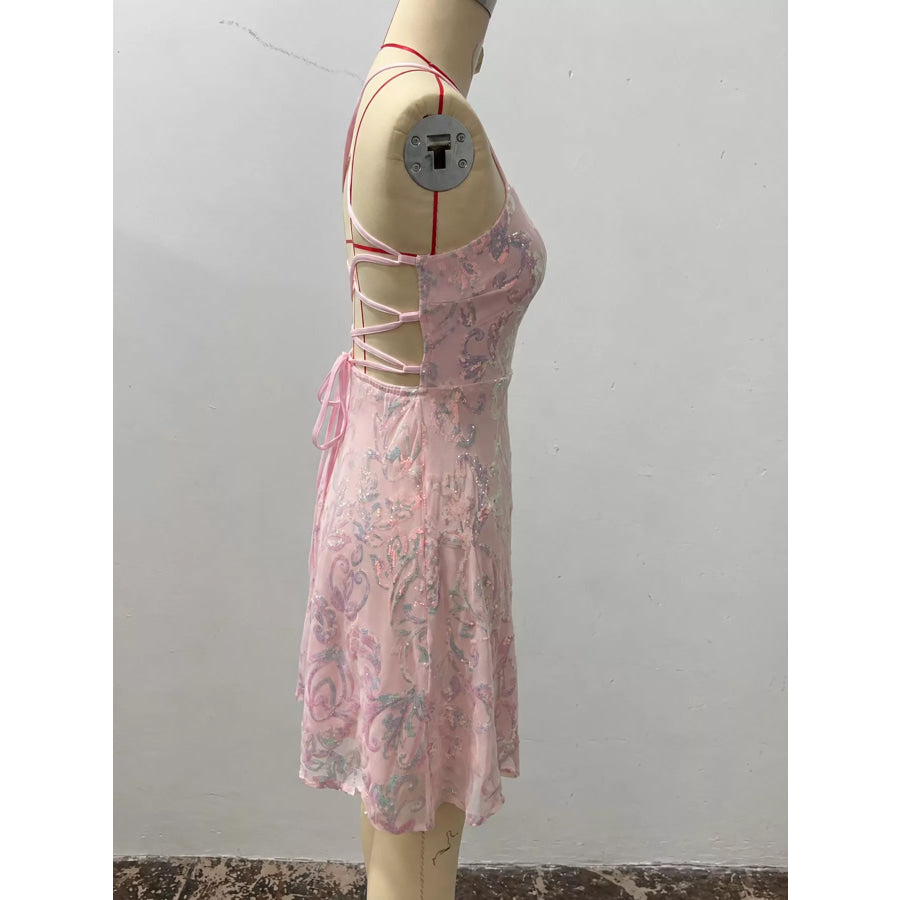 Sequin Square Neck Mini Dress Apparel and Accessories