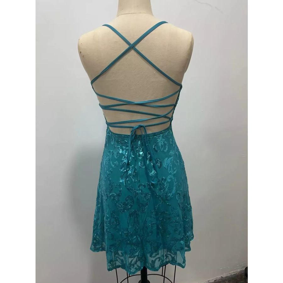 Sequin Square Neck Mini Dress Apparel and Accessories