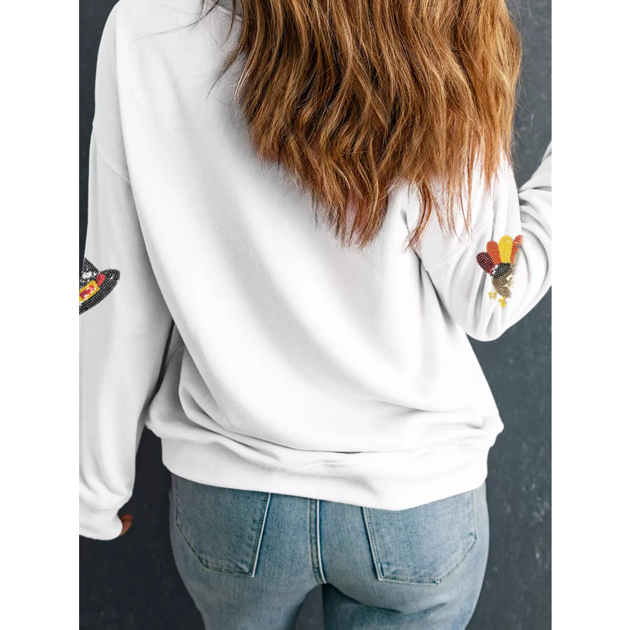 Sequin Thanksgiving Casual Sweatshirt Apparel and Accessories