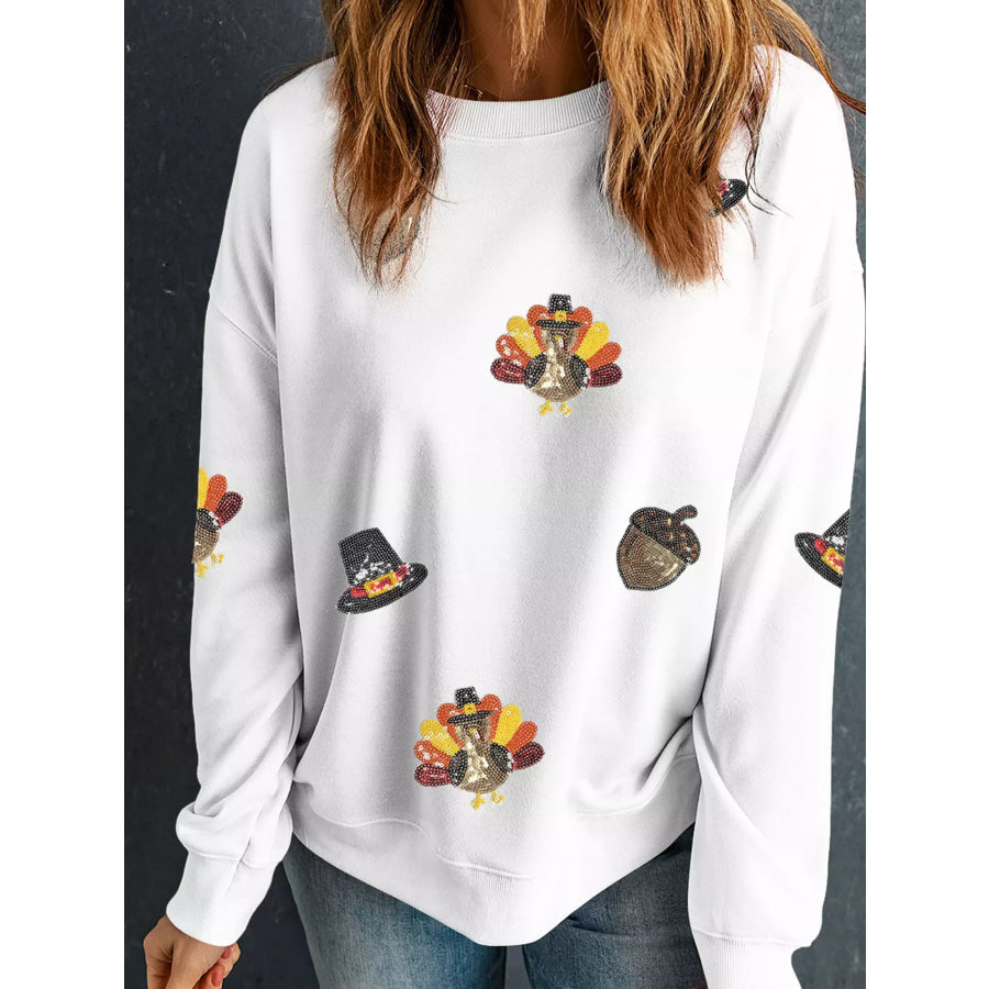 Sequin Thanksgiving Casual Sweatshirt Apparel and Accessories