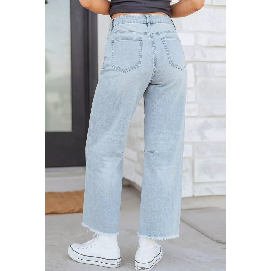 Sequin Turkey Patch Pocket Raw Hem Ankle Length Jeans Apparel and Accessories