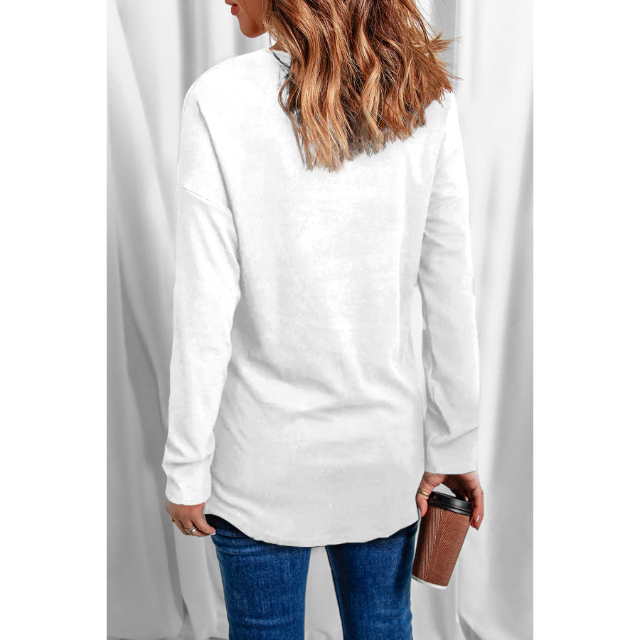 Sequin V-Neck Long Sleeve T-Shirt Apparel and Accessories