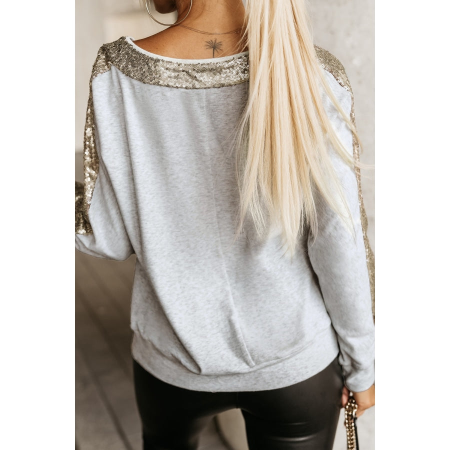 Sequin V-Neck Sweatshirt