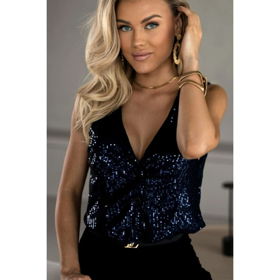 Sequin V-Neck Tank Apparel and Accessories