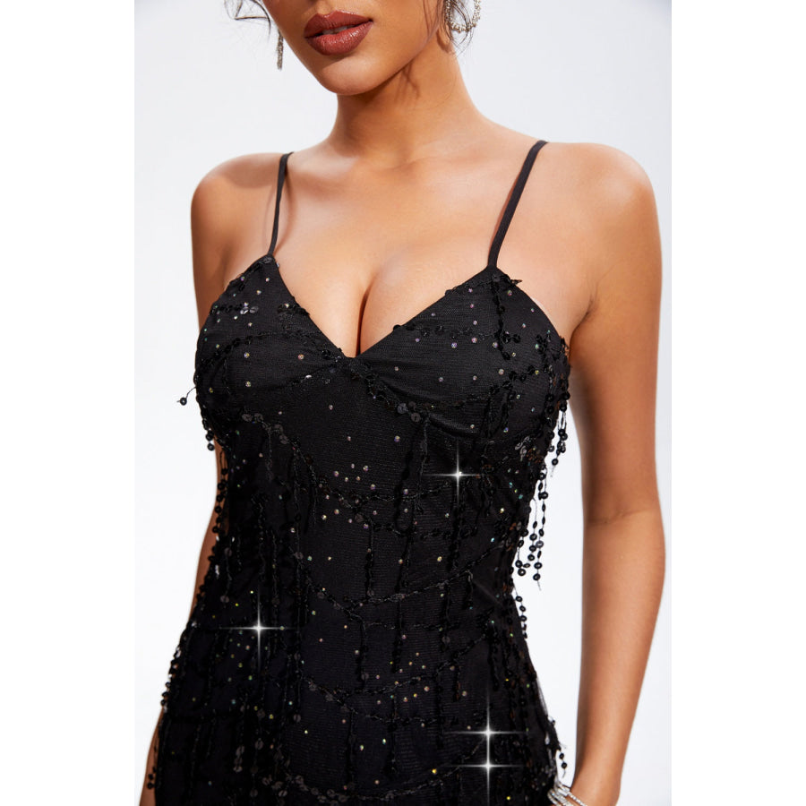 Sequin V-Neck Wrap Cami Dress Apparel and Accessories