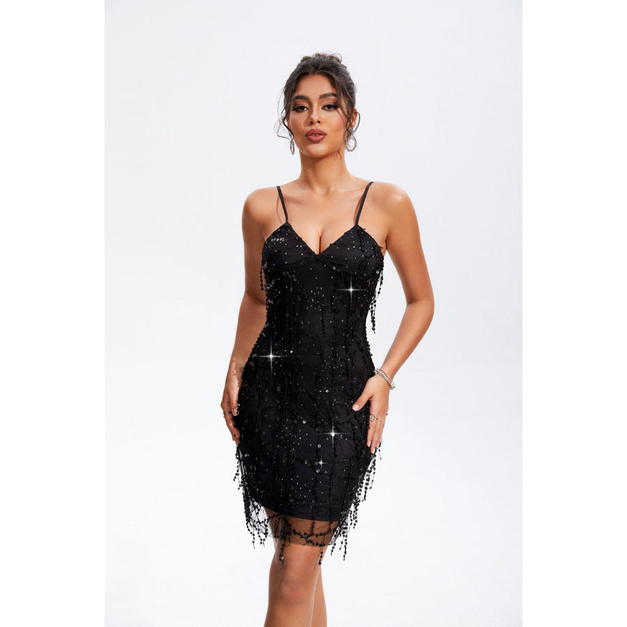 Sequin V-Neck Wrap Cami Dress Apparel and Accessories