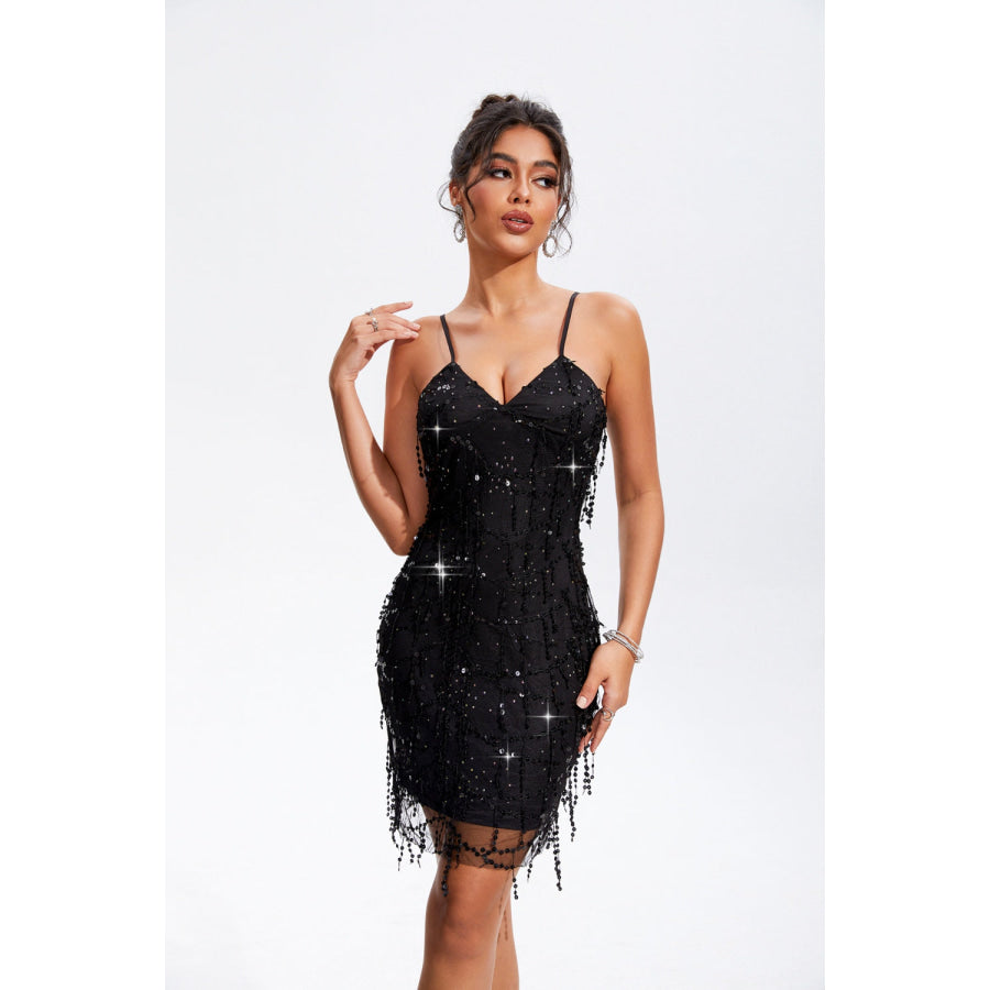 Sequin V-Neck Wrap Cami Dress Apparel and Accessories