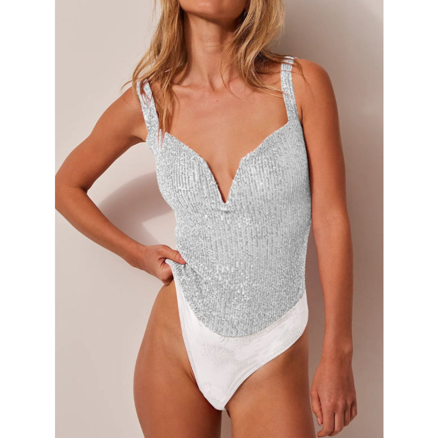 Sequin Wide Strap Bodysuit Apparel and Accessories