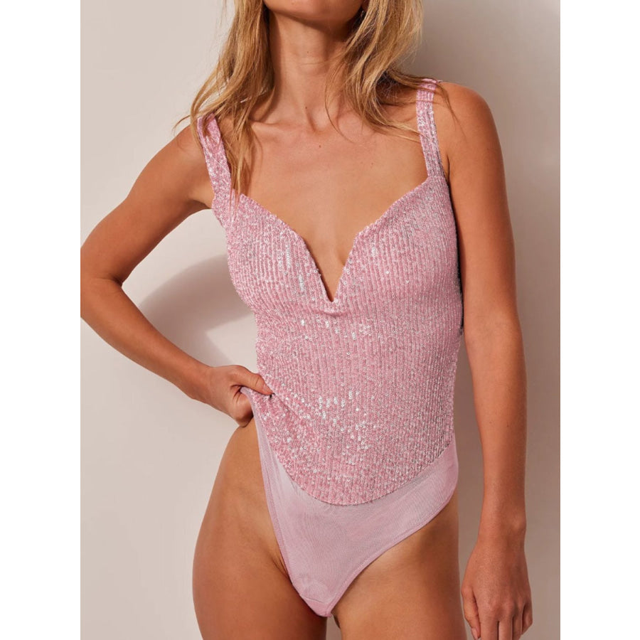 Sequin Wide Strap Bodysuit Apparel and Accessories