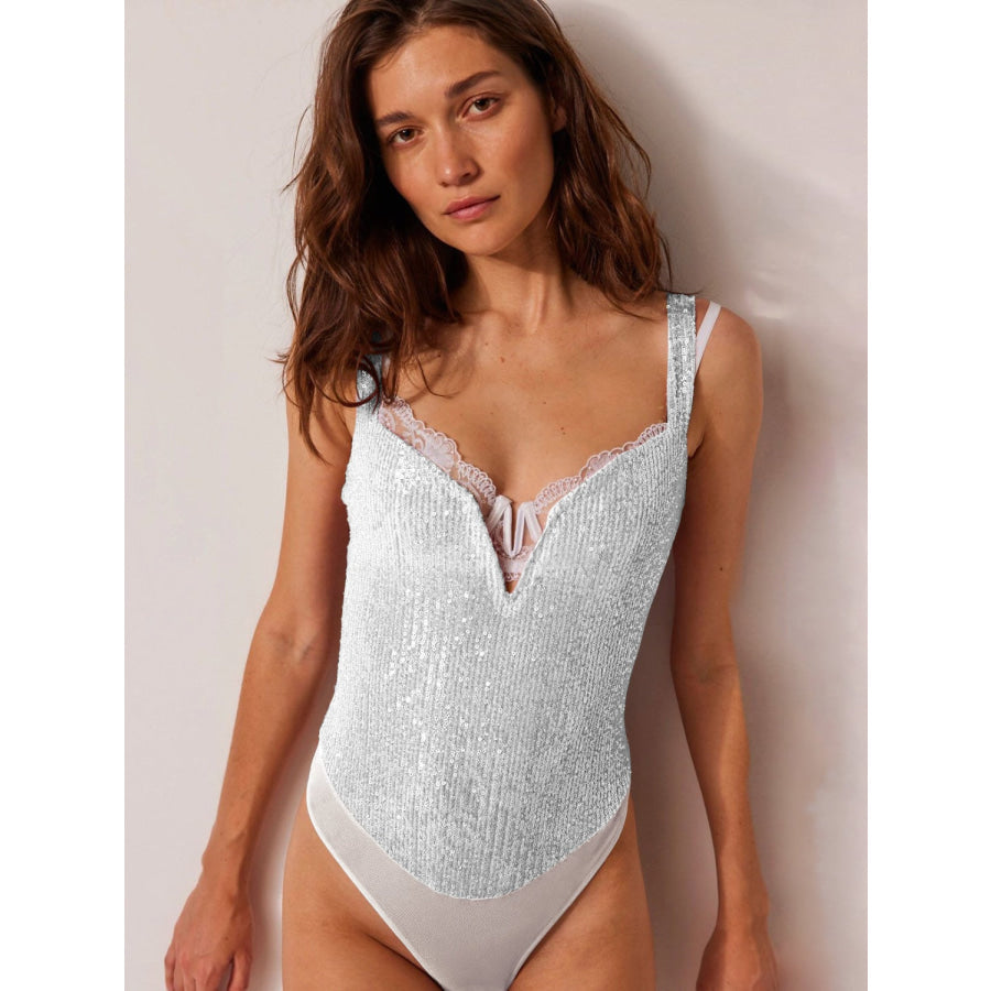 Sequin Wide Strap Bodysuit Apparel and Accessories