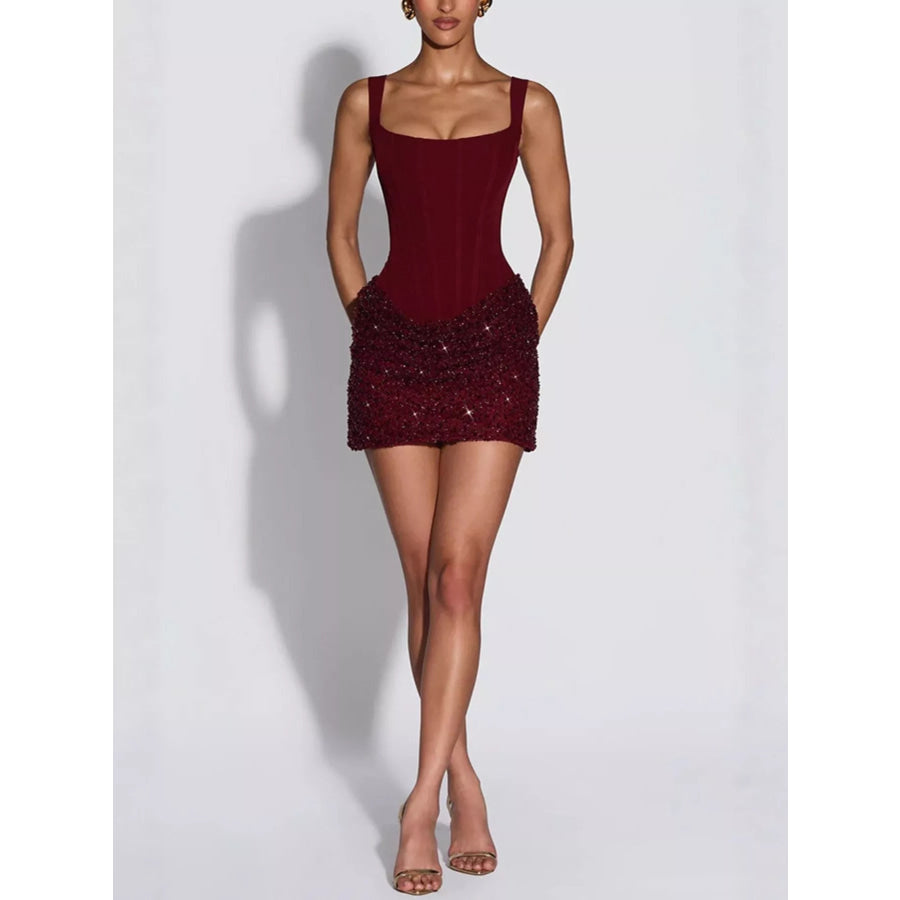 Sequin Wide Strap Mini Dress Apparel and Accessories
