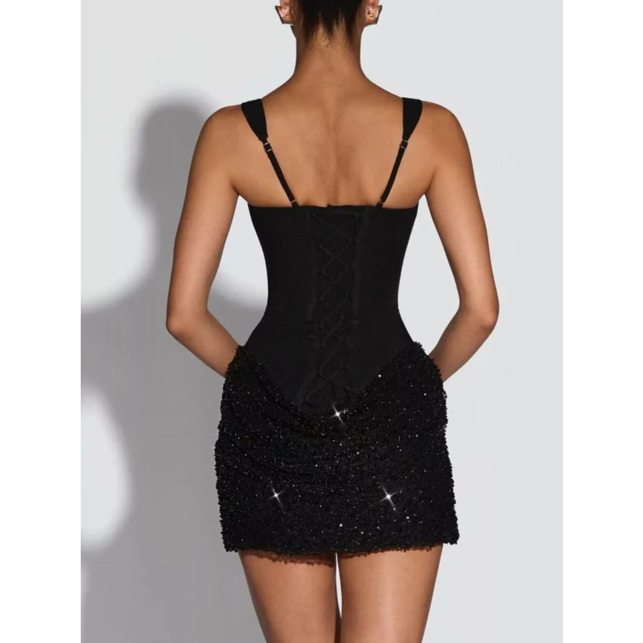 Sequin Wide Strap Mini Dress Apparel and Accessories