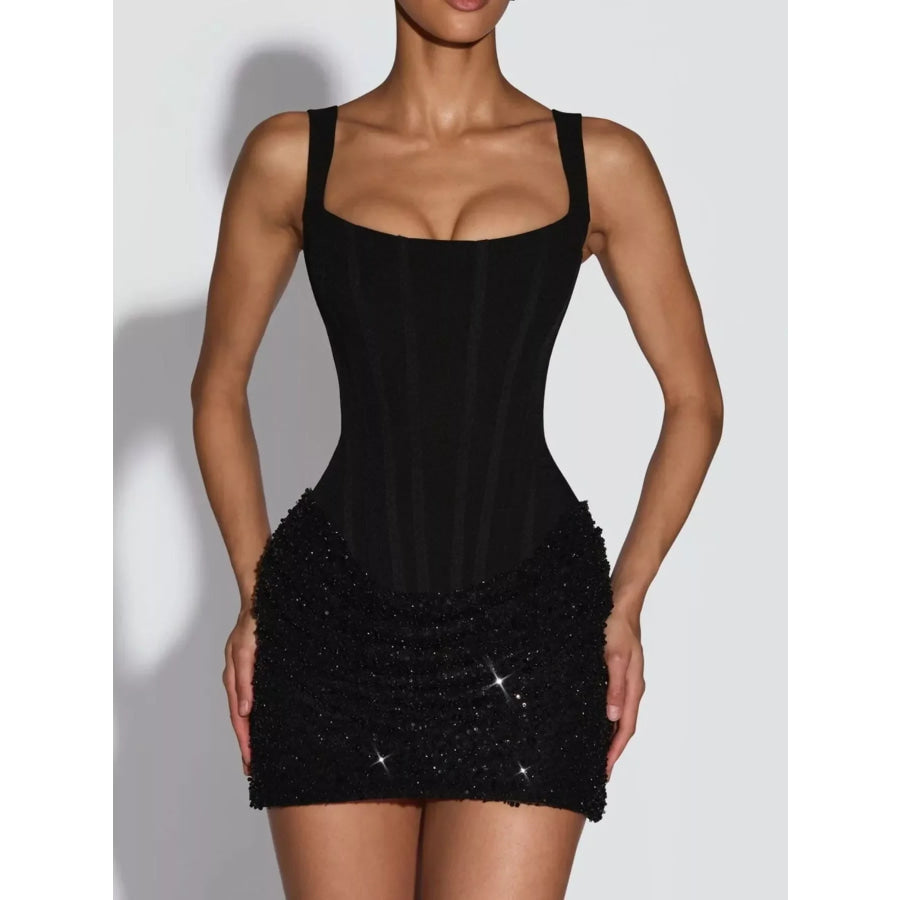 Sequin Wide Strap Mini Dress Apparel and Accessories