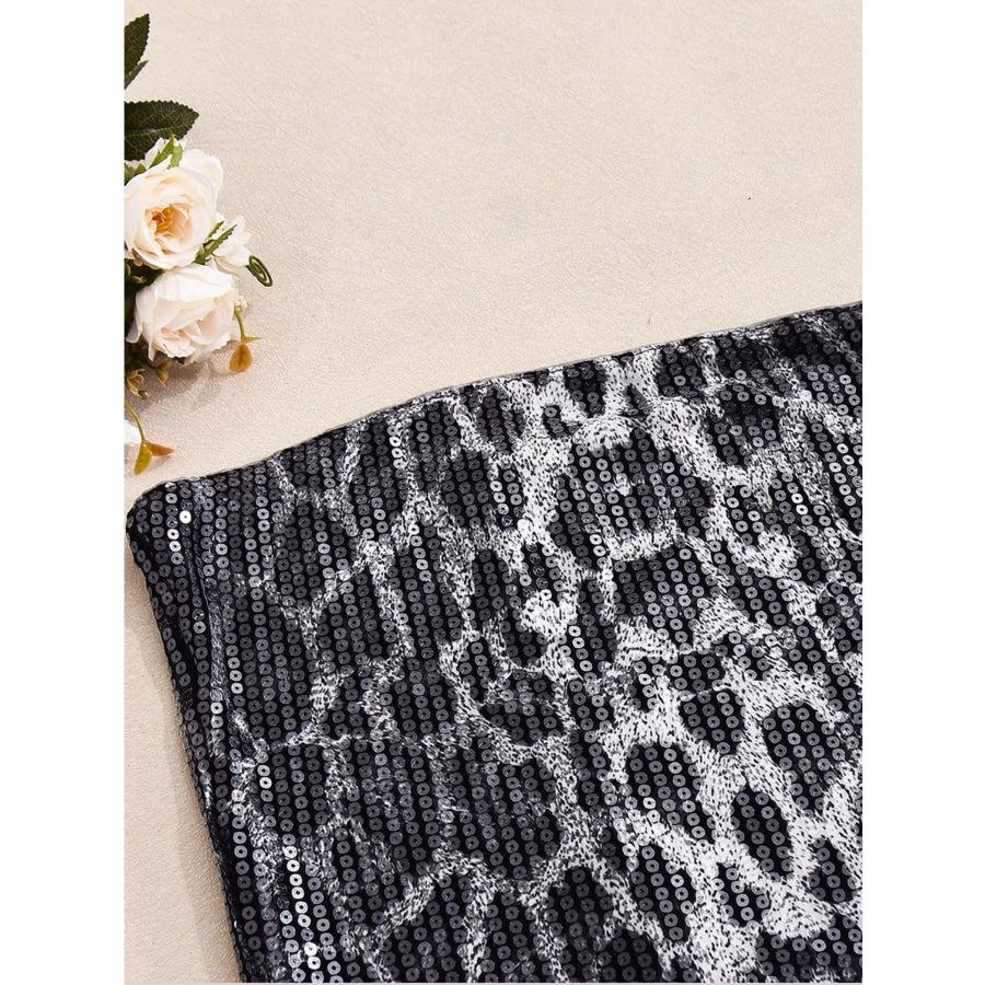Sequin Zip Back Tube Top Apparel and Accessories