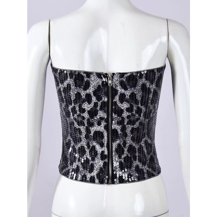 Sequin Zip Back Tube Top Apparel and Accessories