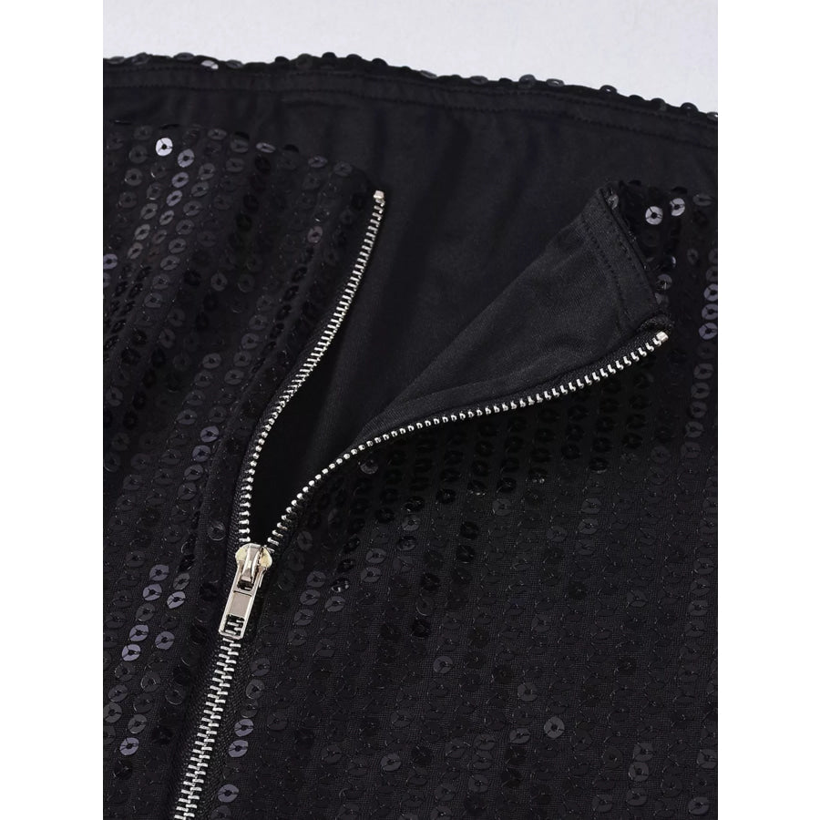 Sequin Zip Back Tube Top Apparel and Accessories