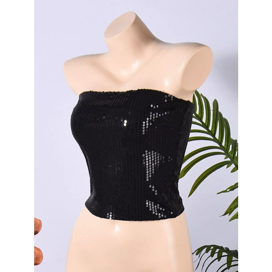 Sequin Zip Back Tube Top Apparel and Accessories