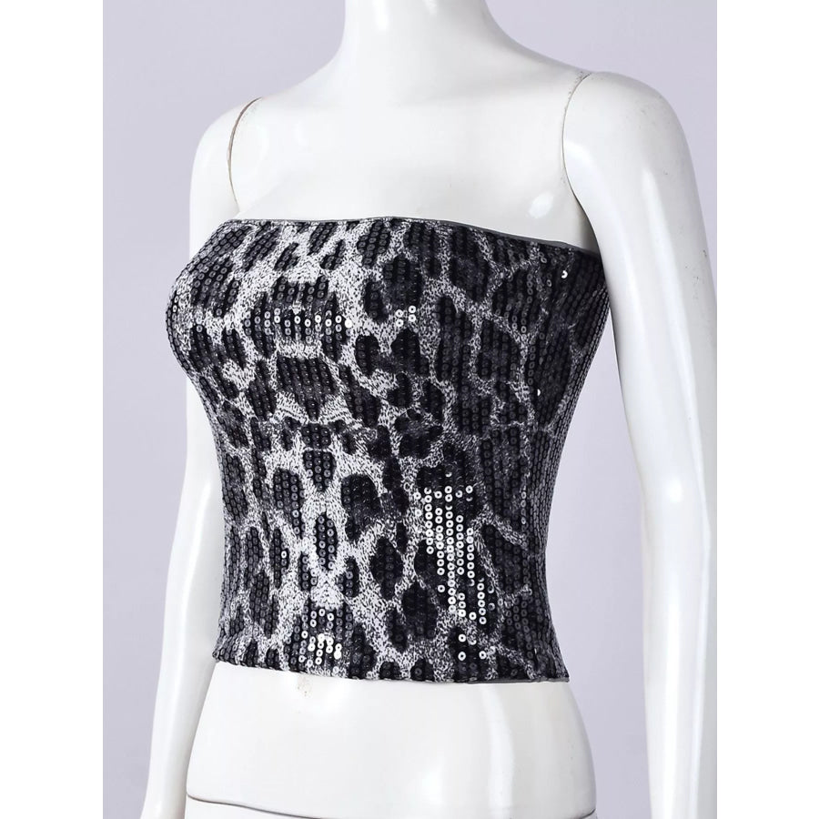 Sequin Zip Back Tube Top Apparel and Accessories