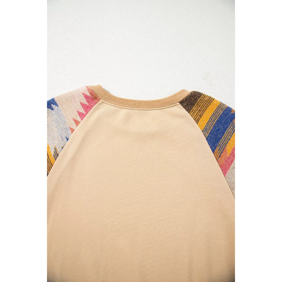 Sequined Rodeo Graphic Aztec Bubble Sleeve Patchwork Western Sweatshirt Apparel and Accessories