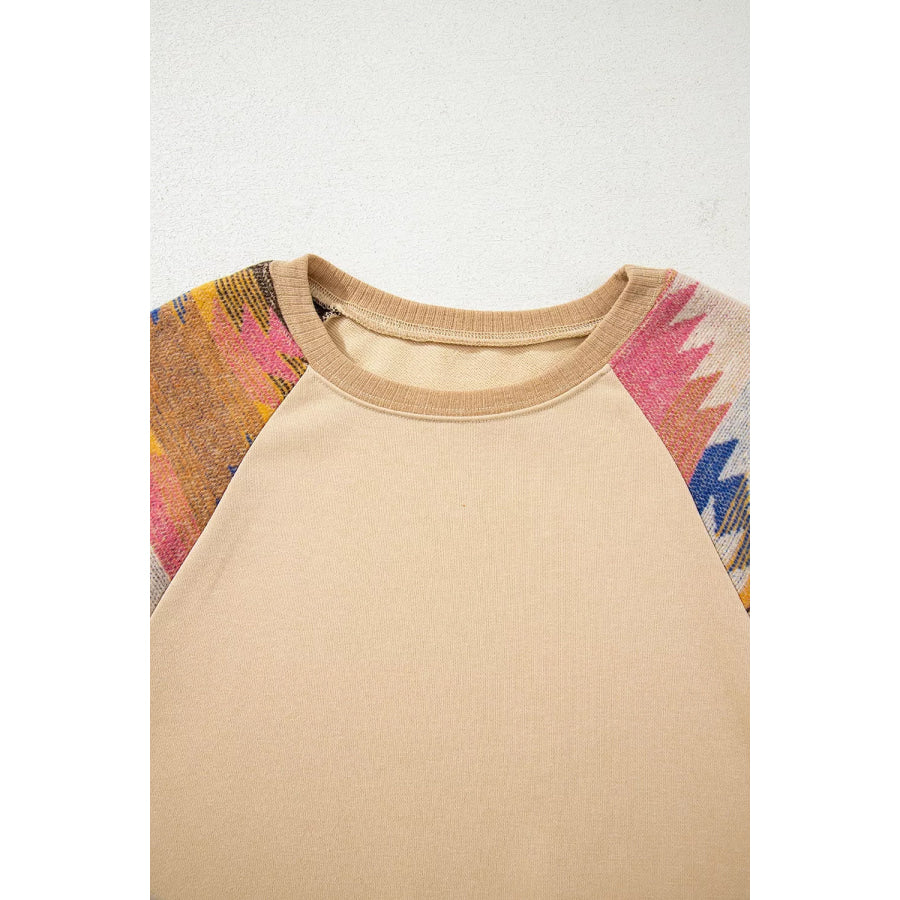 Sequined Rodeo Graphic Aztec Bubble Sleeve Patchwork Western Sweatshirt Apparel and Accessories