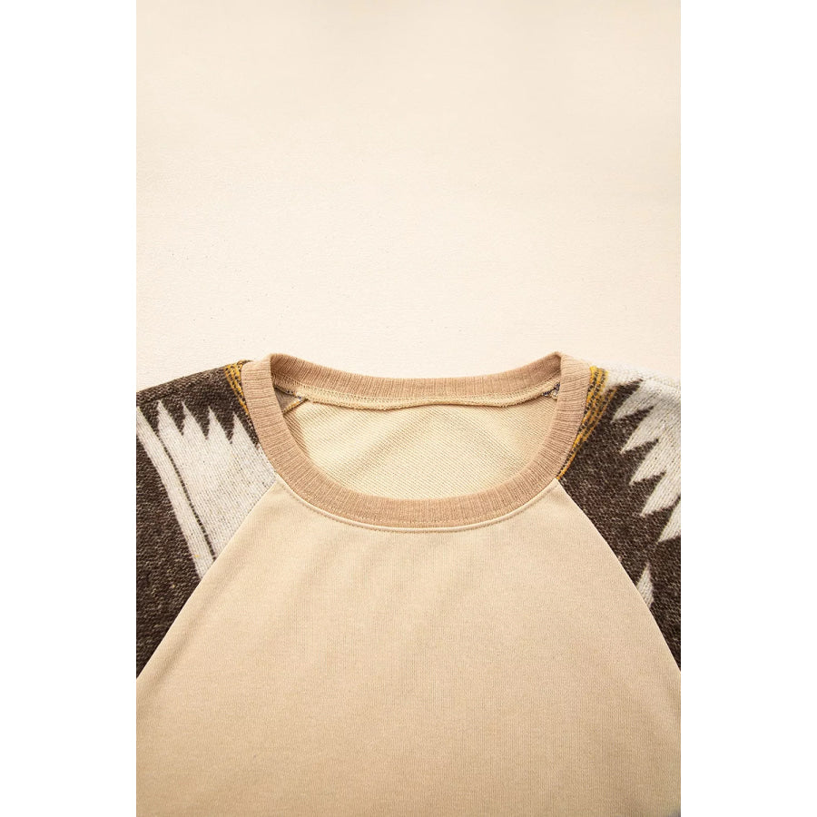 Sequined Rodeo Graphic Aztec Bubble Sleeve Patchwork Western Sweatshirt Apparel and Accessories